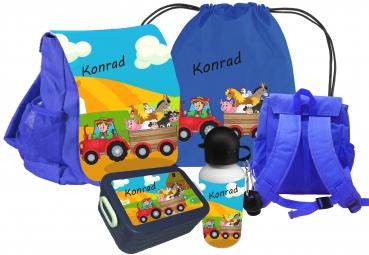Kindergartenrucksack CHiCO als SET mit Namen Motiv Bauernhof