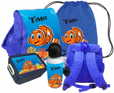 Kindergartenrucksack CHiCO als SET mit Namen Motiv Clownfish